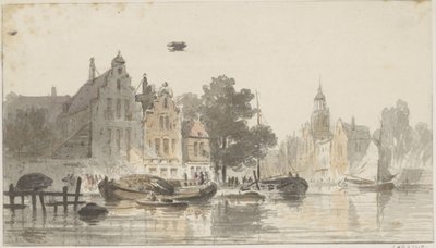 Pejzaż miejski z kanałem autorstwa Adrianus Eversen