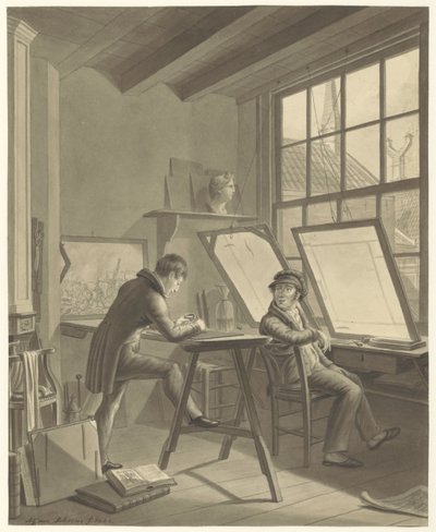 Warsztat Jacoba Ernsta Marcusa na Rozenstraat w Amsterdamie autorstwa Adrianus Gerardus van Schoone