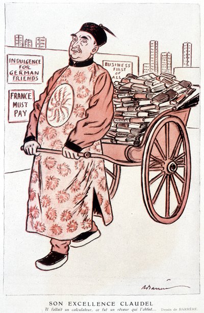 Karykatura o Paulu Claudelu, francuskim poecie i dramatopisarzu - autorstwa Barrère, w ""Fantasio"" z 01.01.1927 autorstwa Adrien Barrere