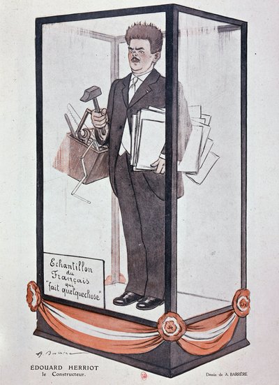 Karykatura Barrère o Herriot w Fantasio: „” Edouard Herriot: budowniczy „” Próbka Francuza, który coś robi””. autorstwa Adrien Barrere