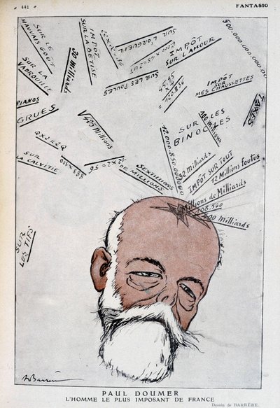 Karykatura Paula Doumera - Ilustracja Adriena Barrere (1877-1931) w „Fantasio” z 15.05.1921 autorstwa Adrien Barrere