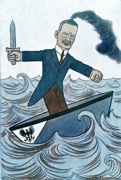 Karykatura Wilhelma Cuno (1876-1933) Niemiecki polityk odpowiedzialny za sprawy morskie. Rysunek Adriena Barrere (1877-1931) z Fantasio autorstwa Adrien Barrere