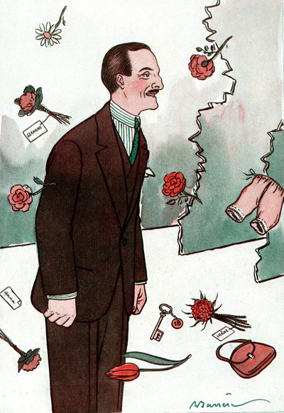 Karykatura przedstawiająca francuskiego komika Victora Bouchera (1877-1942) - Rysunek Adriena Barrere (1877-1931) z Fantasio autorstwa Adrien Barrere