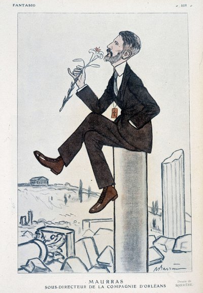 Charles Maurras, francuski polityk i pisarz (1868-1952), zastępca dyrektora kampanii orleańskiej - Ilustracja Adriena Barrere (1877-1931) w „Fantasio” z 15.05.1923 autorstwa Adrien Barrere