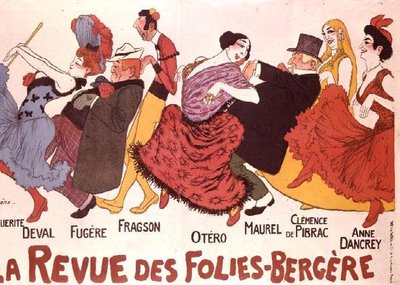 La Revue des Folies-Bergere (kolor lito) autorstwa Adrien Barrere
