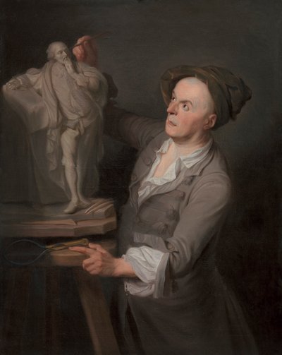 Louis-Francois Roubiliac modeluje swój pomnik Szekspirowi autorstwa Adrien Carpentiers