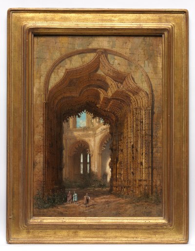 Zrujnowany kościół, ok. 1840 (olej na panelu) autorstwa Adrien Dauzats