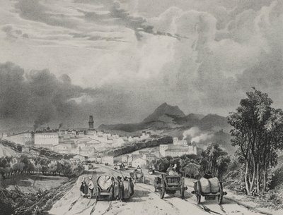 Widok ogólny Riom, Owernia, 1829. autorstwa Adrien Dauzats