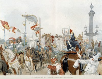 Karnawał w Paryżu: gras wołowy - akwarela Adriena Marie autorstwa Adrien Emmanuel Marie