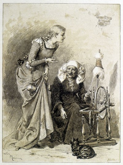 Śpiąca Królewna – w „Les Contes de Fées” Charlesa Perraulta, ilustracje Adriena Marie autorstwa Adrien Emmanuel Marie