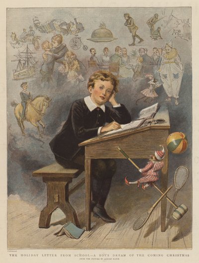 List z wakacji w szkole, czyli chłopięce marzenia o nadchodzących świętach (chromolit) autorstwa Adrien Emmanuel Marie
