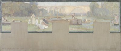 Szkic ratusza w Nogent-sur-Marne: Le repos - la navigation, wiosna 1889 (olej na płótnie) autorstwa Adrien Karbowsky