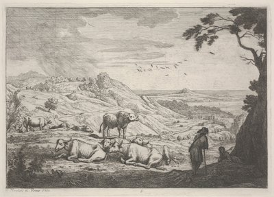 Krajobraz z krowami autorstwa Adrien Manglard