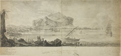 Widok na miasto i port w Palermo z widokiem na Monte Pellegrino autorstwa Adrien Manglard
