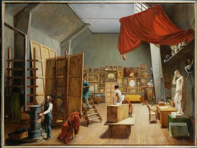 Wnętrze pracowni malarza Abla de Pujola, jej męża autorstwa Adrienne-Marie Grandpierre-Deverzy