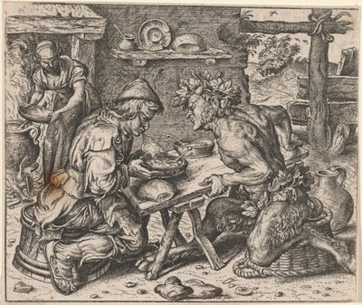 Bajka o chłopie i satyrze autorstwa Egidius  Sadeler (II)