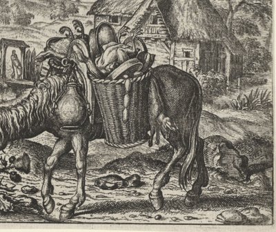 Bajka o osiołku obładowanym przysmakami autorstwa Egidius  Sadeler (II)