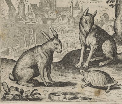 Bajka o żółwiu i zająca autorstwa Egidius  Sadeler (II)