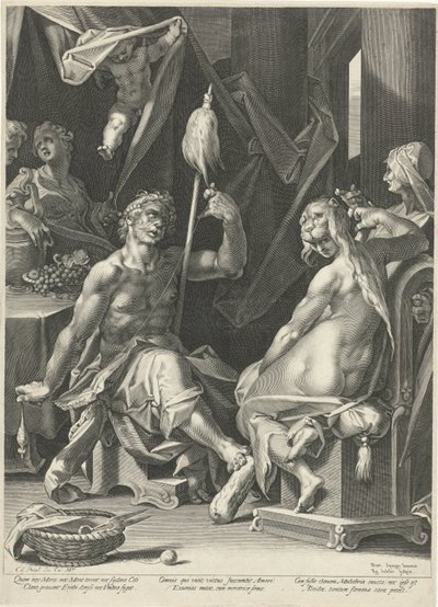 Herkules w Omphale autorstwa Egidius  Sadeler (II)