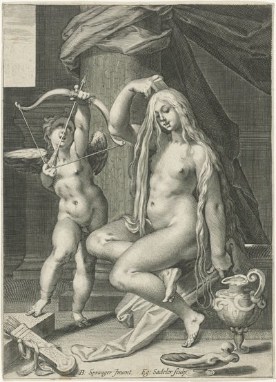 Wenus czesze włosy autorstwa Egidius  Sadeler (II)