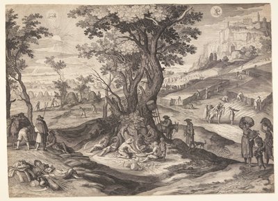 Lipiec/sierpień, od The Twelve Months autorstwa Aegidius Sadeler II