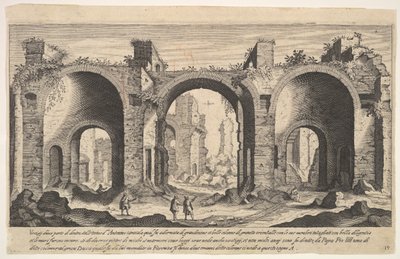 Tablica 19: widok Term Karakalli, wskazujący wpisaną literą A miejsca…, 1606. autorstwa Aegidius Sadeler II