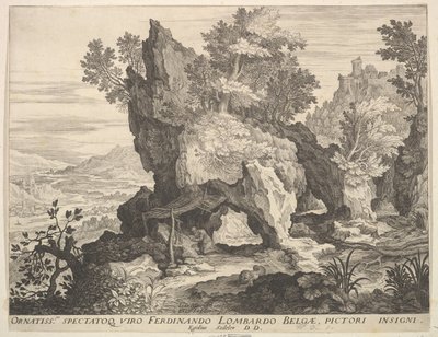 Skalisty krajobraz z St. Jerome. autorstwa Aegidius Sadeler II