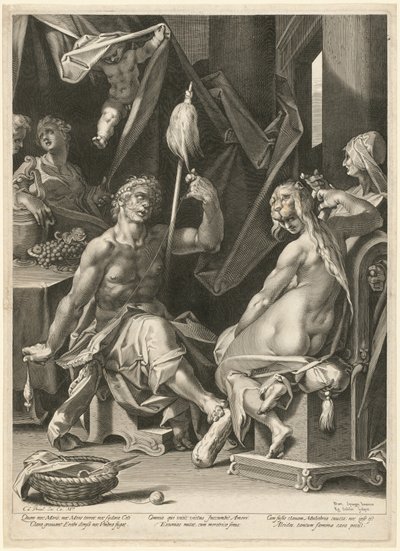 Herkules i Omphale autorstwa Aegidius Sadeler II, after Bartholomaeus Spranger