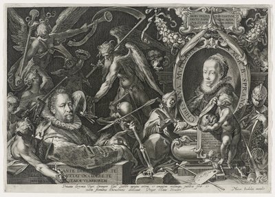 Bartholomaeus Spranger i jego żona, Christina Muller, 1600 (rycina na papierze czerpanym) autorstwa Aegidius Sadeler or Saedeler