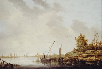 Scena rzeczna z odległymi wiatrakami, ok. 1640-42 autorstwa Aelbert Cuyp
