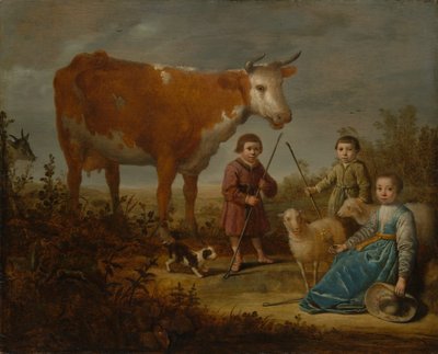 Dzieci i krowa, 1635-39. autorstwa Aelbert Cuyp