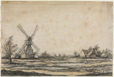 Krajobraz z wiatrakiem koło folwarku, 1642-1644. autorstwa Aelbert Cuyp