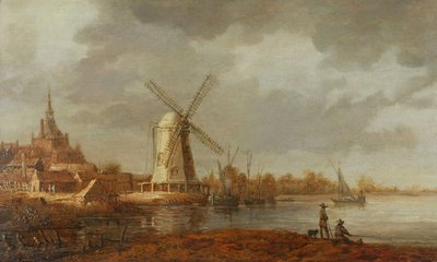 Scena rzeczna z widokiem na Dordrecht (olej na desce) autorstwa Aelbert Cuyp
