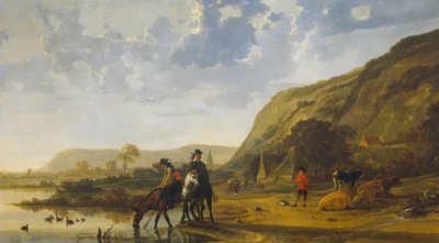 Krajobraz rzeki z jeźdźcami autorstwa Aelbert Cuyp
