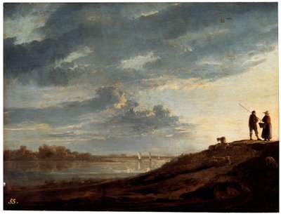 Zachód słońca nad rzeką, 1650. autorstwa Aelbert Cuyp
