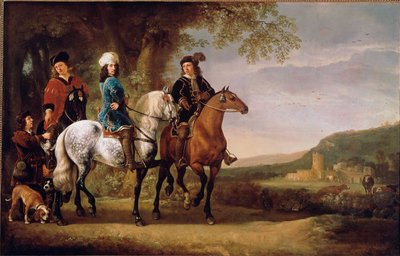 Holenderscy szlachcice chodzą konno. Obraz Alberta (Aelberta lub Aelbrechta) Cuypa (1620-1691) XVII w. Nd. 119x152,5 cm Paryż, musee du Louvre autorstwa Aelbert Cuyp