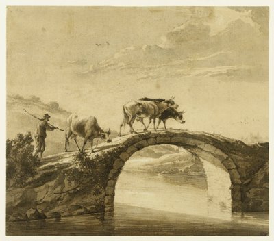 Trzy krowy na moście (Lugt 16) autorstwa Aelbert Cuyp
