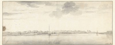 Rozległy widok na rzekę ze statkami na spokojnej wodzie autorstwa Aelbert Cuyp