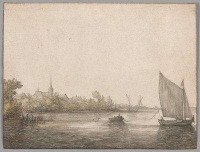 Widok IJsselmonde widziany po drugiej stronie Nowej Maas autorstwa Aelbert Cuyp