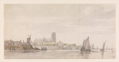 Widok na Groote Kerk w Dordrechcie od rzeki Maas autorstwa Aelbert Cuyp