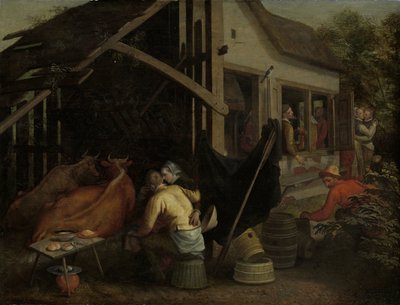 Pary kochają się w Country Inn autorstwa Aert Pietersz. (attributed to)