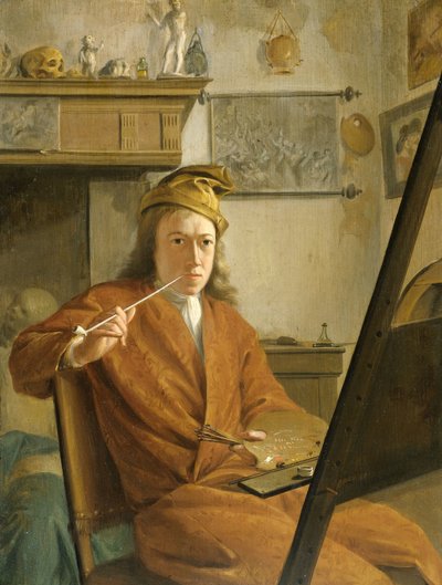 Portret malarza, być może samego artysty autorstwa Aert Schouman (attributed to)