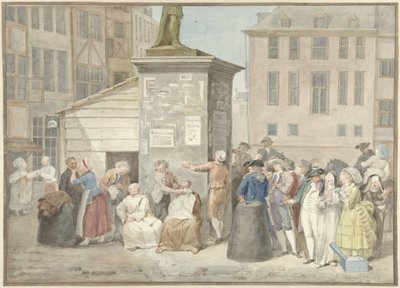 Plac z mnichami i mniszkami podczas rewolucji w Belgii, 20 października 1787 autorstwa Aert Schouman (signed by artist)