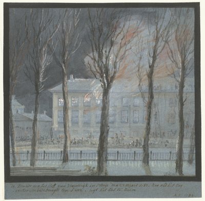 Pożar w domu ambasadora Francji w Hadze, 27 marca 1782 r. autorstwa Aert Schouman
