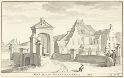 Hazathe Vechterweerd koło Zwolle w 1729 r. Het HUYS VEGTER-WEERD Ao 1729 (tytuł na obiekcie) autorstwa Aert Schouman