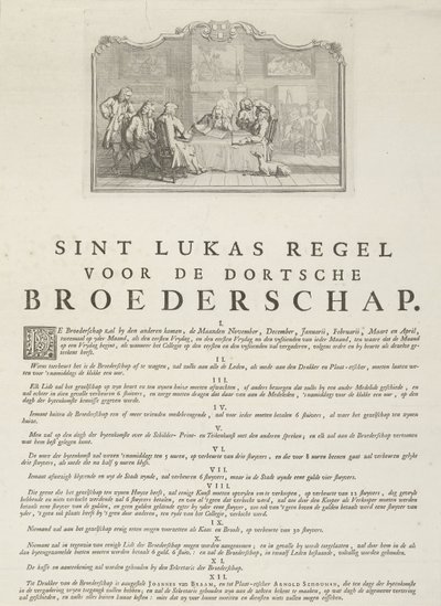 Regulamin cechu św Łukasza w Dordrecht, 1736 autorstwa Aert Schouman