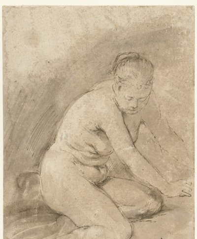 Klęcząca Akt kobiecy z wyciągniętymi ramionami autorstwa Aert de Gelder (attributed to)