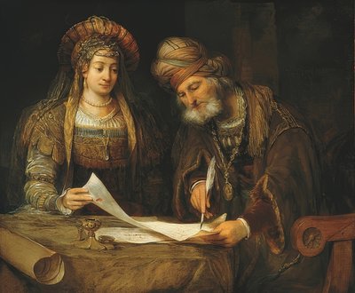 Estera i Mordechaj. 1675 autorstwa Aernt de Gelder