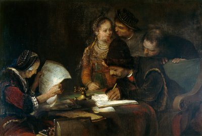 Umowa małżeńska, ok. 1670 (olej na płótnie) autorstwa Aert de Gelder