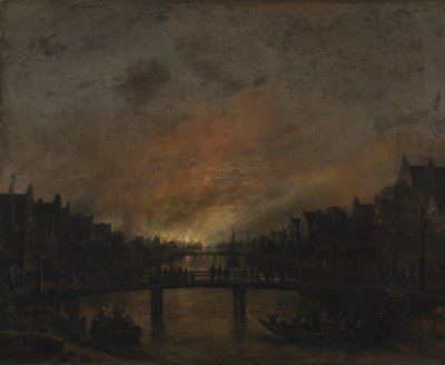 Ogień w Amsterdamie nocą autorstwa Aert van der Neer